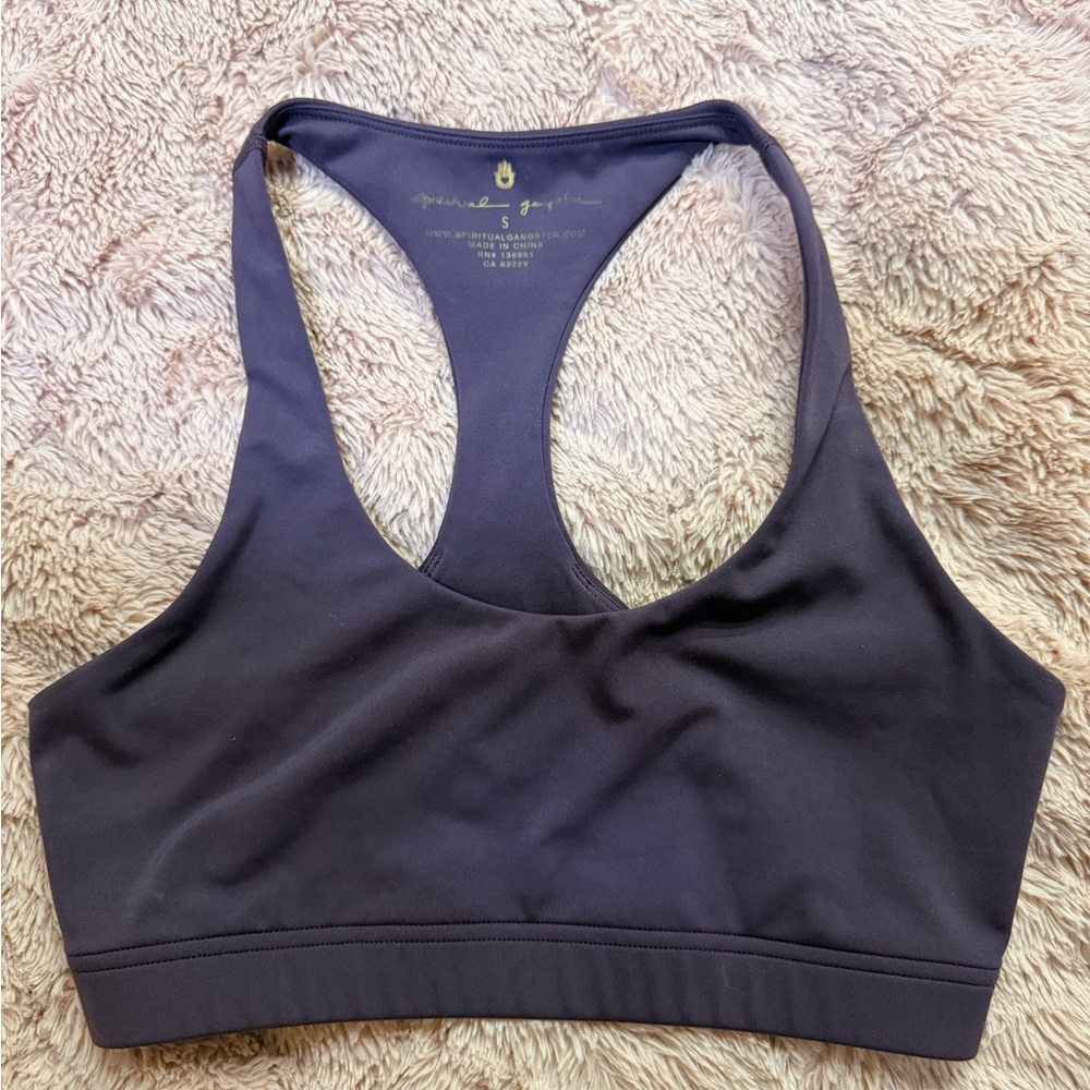Spiritual Gangster Plum Racerback Sports Bra